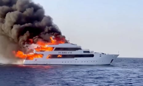 Hurricane boat on fire