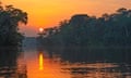 Sunset Reflection in Yasuni national park, The Amazon river basin, South America.