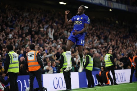 Chelsea's Danny Welbeck celebrates scoring their sixth goal, his second of the game.