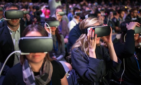 Samsung’s Mobile World Congress event had plenty of Gear VR headsets.