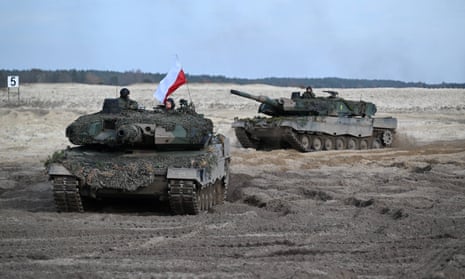 Polish Leopard 2 tanks at a training ground in south-east Poland in November.