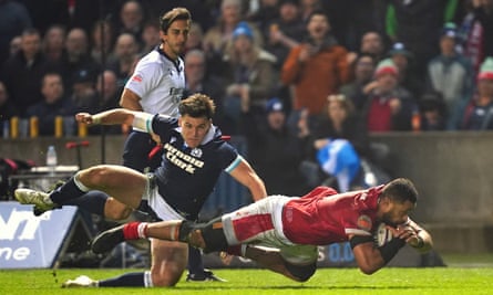 Taulupe Faletau thought he had scored Wales’s fourth try with a few minutes left, only for it to be chalked off by the referee.