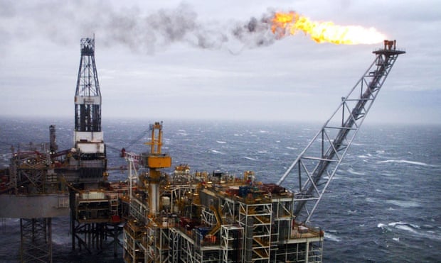 An oil platform in the North Sea.