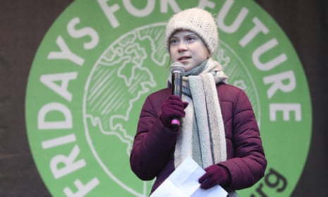 Greta Thunberg speaks to participants of Fridays for Future demonstration in Hamburg in February. 