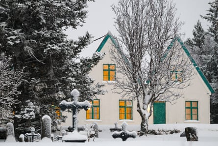Outside the prime minister’s summer residence in the Þingvellir national park, where Iceland’s parliament was founded in 930.