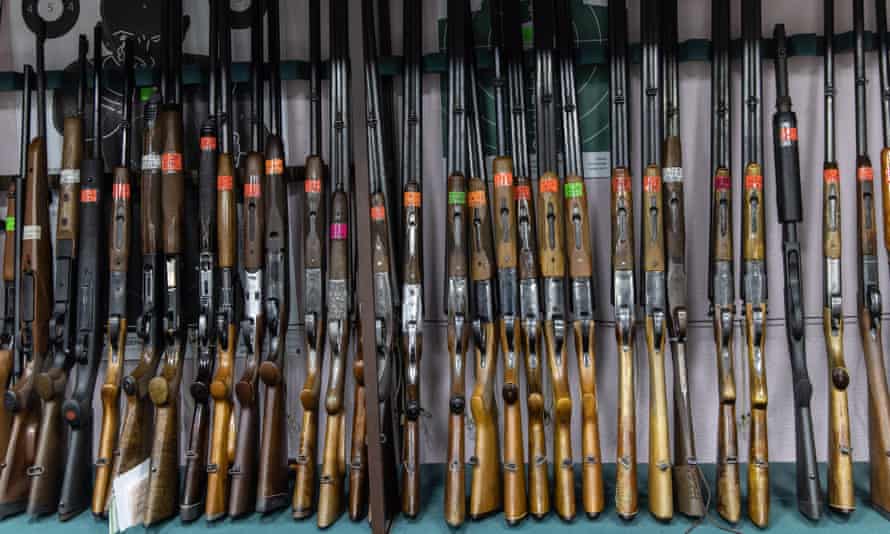 Guns for sale at a Kyiv shop.