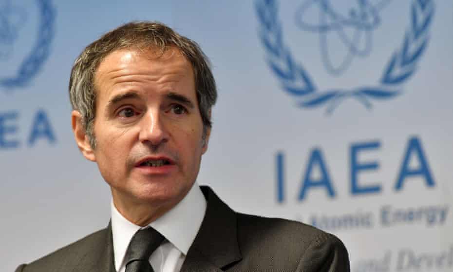 Rafael Grossi, director general of the International Atomic Energy Agency, briefs the press at the agency’s headquarters in Vienna, Austria, on 24 May.