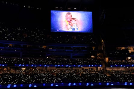 The Melbourne Cricket Ground during the state memorial service for the former Australian cricketer Shane Warne