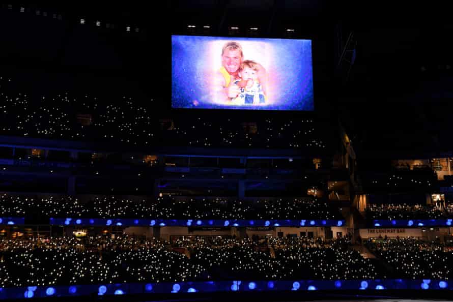 The Melbourne Cricket Ground during the state memorial service for the former Australian cricketer Shane Warne.