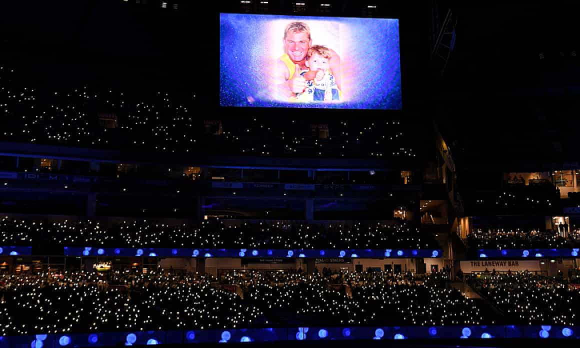 The Melbourne Cricket Ground during the state memorial service for Shane Warne