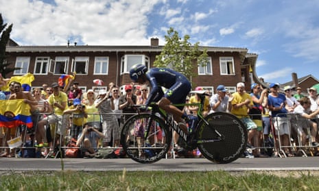 Supporters get behind Colombia’s Nairo Quintana as he competes in Utrecht.