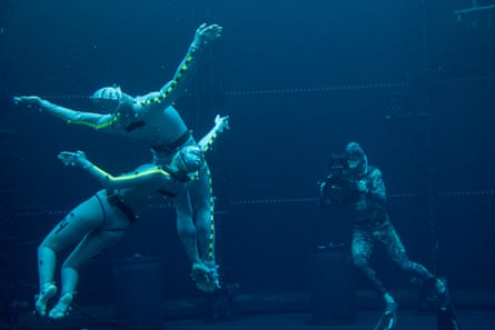 Shooting scenes underwater.