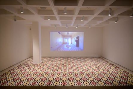 A recreation of tiles typically found in the old quarter of Jeddah in Saudi Arabia but made out of sand