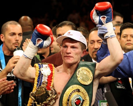 Ricky Hatton celebrates victory over Paulie Malignaggi in 2008.
