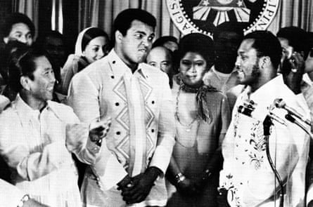 Muhammad Ali and Joe Frazier during the buildup to the Thrilla in Manila.