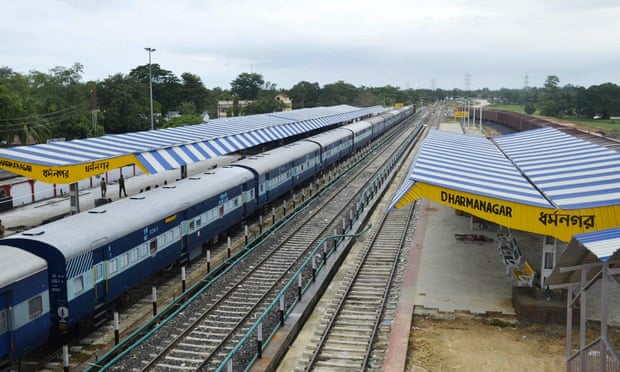A deserted railway station in Dharmanagar, India, during the strike