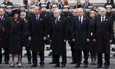 Theresa May, David Cameron, Gordon Brown, Tony Blair and John Major at the Cenotaph