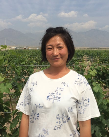 Emma Gao, founder of Silver Heights winery, at her vineyard on the eastern flank of the Helan mountain.