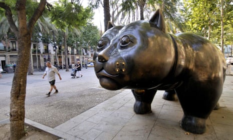 In the 1970s Fernando Botero’s preoccupation with capturing volume led him to start producing huge bronze sculptures, such as this giant cat in his home city of Medellín, Colombia.