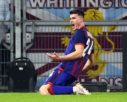 Flavius Daniliuc enjoys his goal against Aston Villa that levelled up the game for Basel at 1-1.