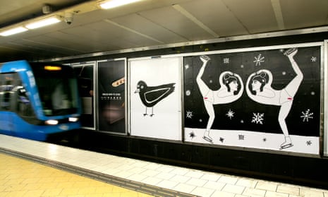 The Night Garden, a series by the cartoonist Liv Strömquist, on display at Slussen Metro station in Stockholm.