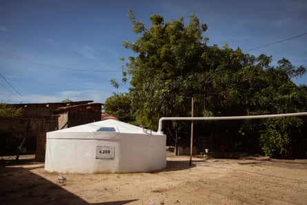 A water cistern in a yard