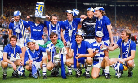 Southall and his Everton team-mates with the FA Cup after the 2-0 victory over Watford in the 1984 final.