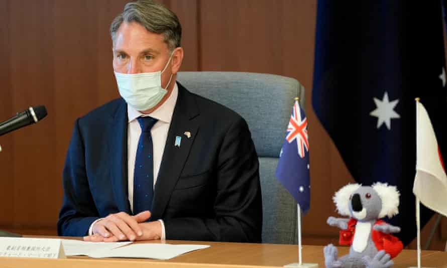 Richard Marles speaks to the media in Tokyo during talks with the Japanese defence minister