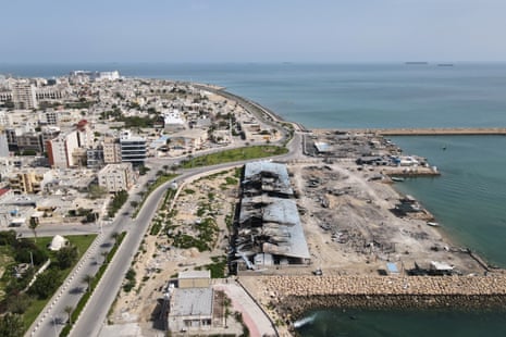 Damage seen at the port of Qeshm in April.