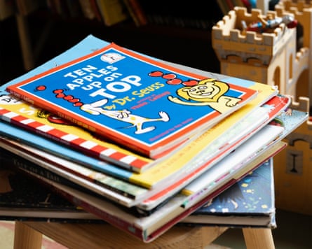 Pile of children’s books on a stool