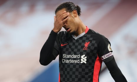 The Liverpool captain Virgil van Dijk endured a torrid Sunday evening as the Premier League champions fell to an astonishing 7-2 defeat by Aston Villa.
