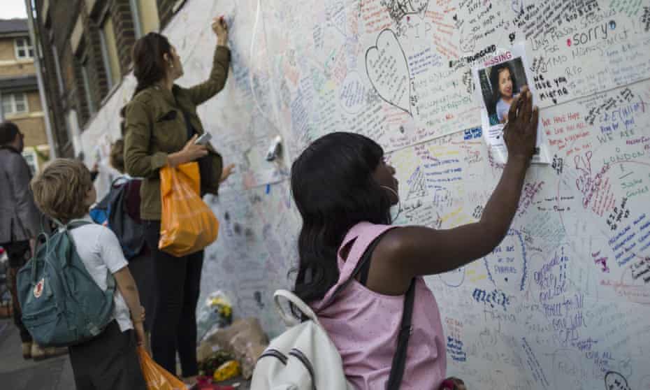 A wall of condolence near Grenfell Tower on 16 June.