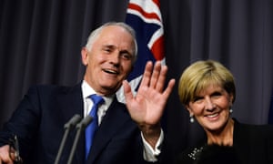 Malcolm Turnbull and Julie Bishop speak to media after winning the leadership.