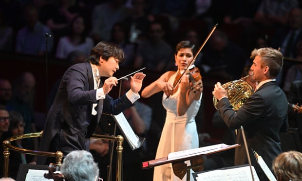Conductor Kazuki Yamada, violinist Elena Urioste and horn player Ben Goldscheider at the CBSO’s Prom.