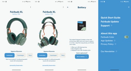 The app for changing settings on the Fairphone Fairbuds XL headphones.