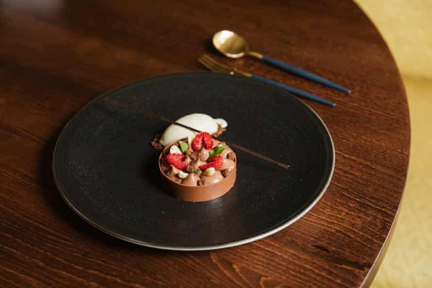 Chocolate Raspberry Peanut Pie at Henrock, Linthwaite House, Bowness.