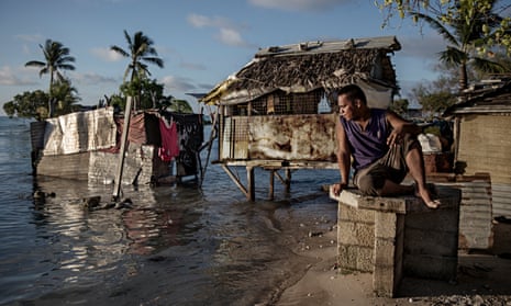 Eita settlement in Tarawa, Kiribati. The islands are under pressure from rising sea-levels, and the country’s president has proposed raising the islands out of the sea to secure the nation’s future.