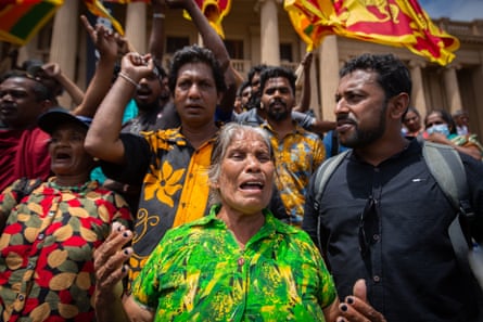 People protest in Colombo after Wickremesinghe’s election as president was announced