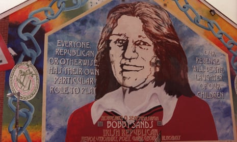 A Belfast mural of the IRA hunger-striker Bobby Sands, who died in 1981.