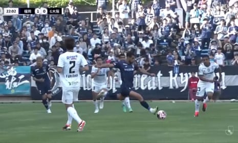 J League footballer scores wonder goal from deep in his own half – video