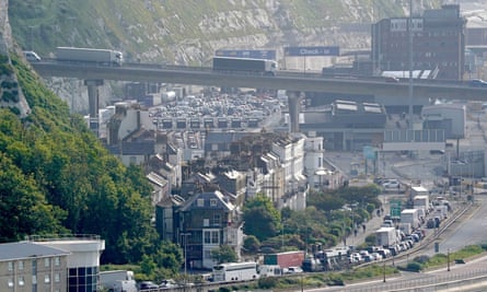 Passengers line up at Dover in Kent.