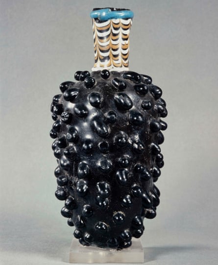 Glass Bottle in the Form of a Bunch of Grapes, 1295-1069BC.
