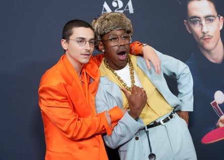 Chalamet with Tyler the Creator at Marty Supreme’s New York premiere.