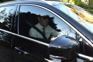 Dominic Perrottet leaves his home in Sydney on Tuesday morning.