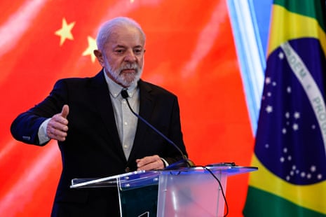 Brazil's president Luiz Inácio Lula da Silva speaks at a press conference in Beijing, China, on Wednesday.