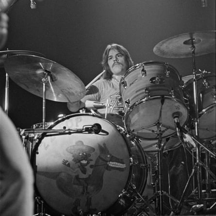 Beard behind the kit in Waterbury, Connecticut, during their Texas World Tour, September 1975.