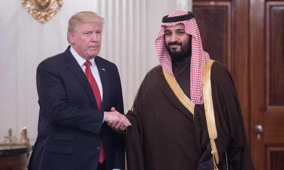 Donald Trump and Crown Prince Mohammed bin Salman at the White House in 2017: ‘Why is the US president playing spin-doctor-in-chief to a shifty bunch of unelected chancers?’