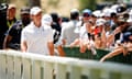 Rory McIlroy walks to the second tee at Valhalla.