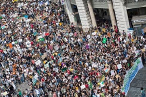 Italian children and young people protest in Turin.