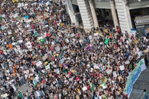 Italian children and young people protest in Turin.